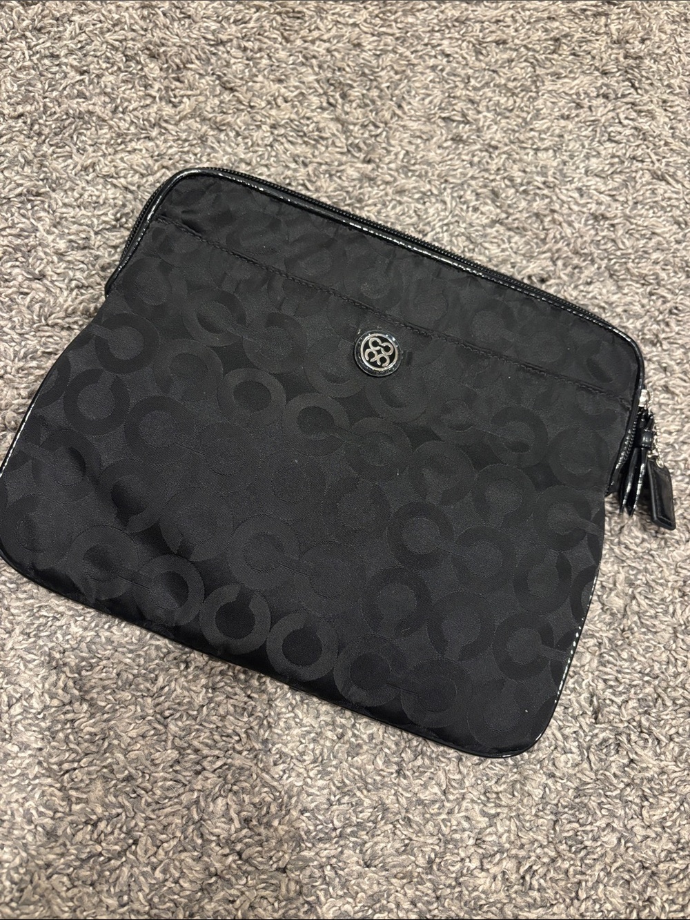 Coach Black Signature Nylon mini laptop/Ipad pouch bag can be used for anything